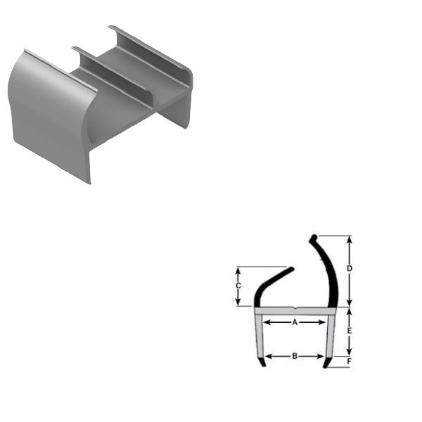 Thumb do produto Perfil Borracha/PVC Portas A83xB83xC15xD33.5xE25 (2.8mt) Cinzento MGO