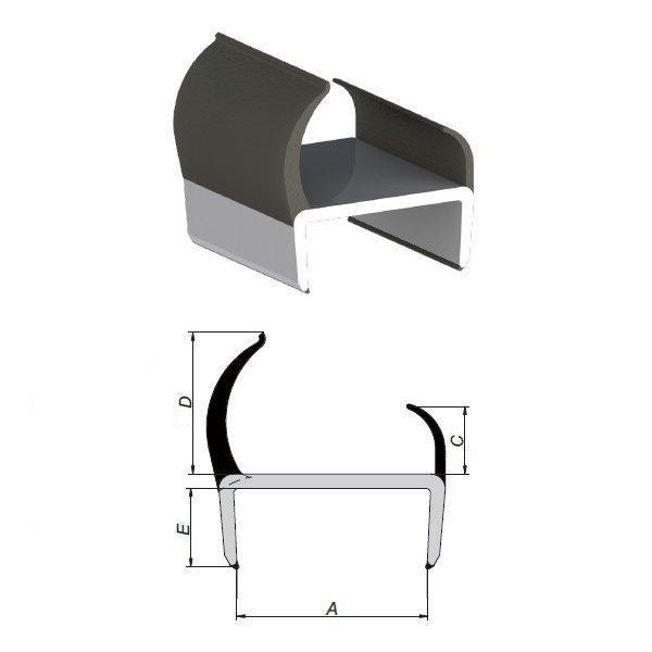 Thumb do produto Perfil Borracha/PVC Portas A40xC20xD36xE18mm (2.8mt) Preto/Cinzento MGO