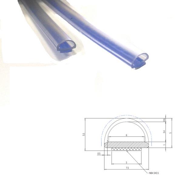 Thumb do produto Perfil PVC Cabine de Duche  5x7.5mm Meia Lua P/Topo Vidro c/Adesivo (2M) MGO