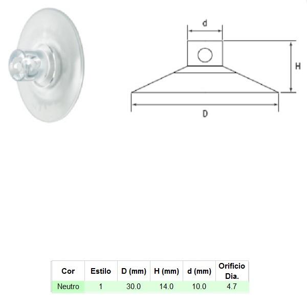 Thumb do produto Ventosa Plástica Transparente c/Furo Ø30x14mm MGO