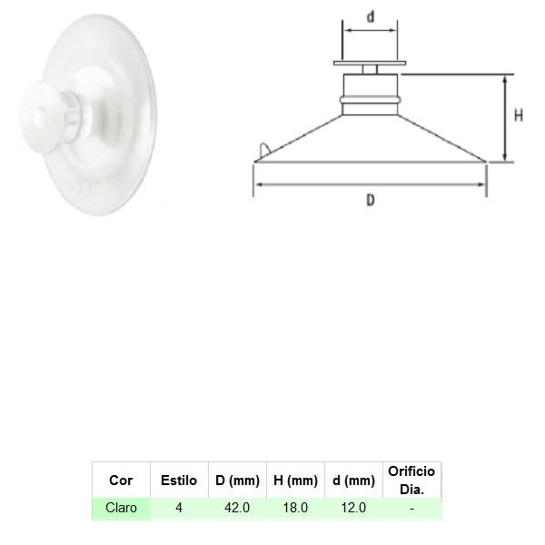 Thumb do produto Ventosa Plástica Transparente c/Perno Ø42x18mm MGO