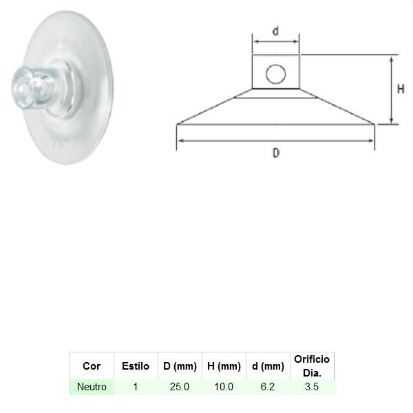 Thumb do produto Ventosa Plástica Transparente c/Furo Ø25x10mm MGO